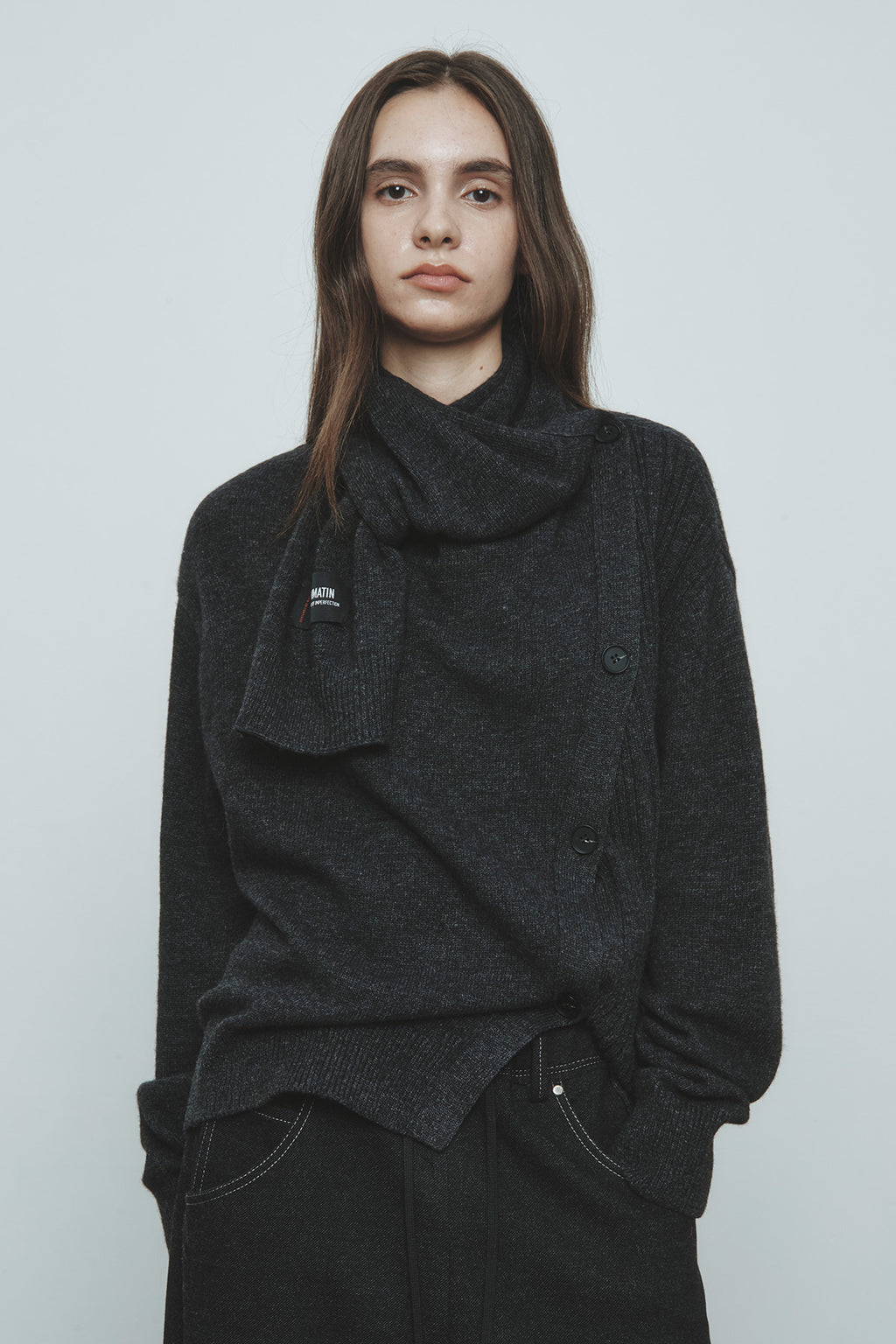 Matinkim Muffler Cardigan IN Charcoal