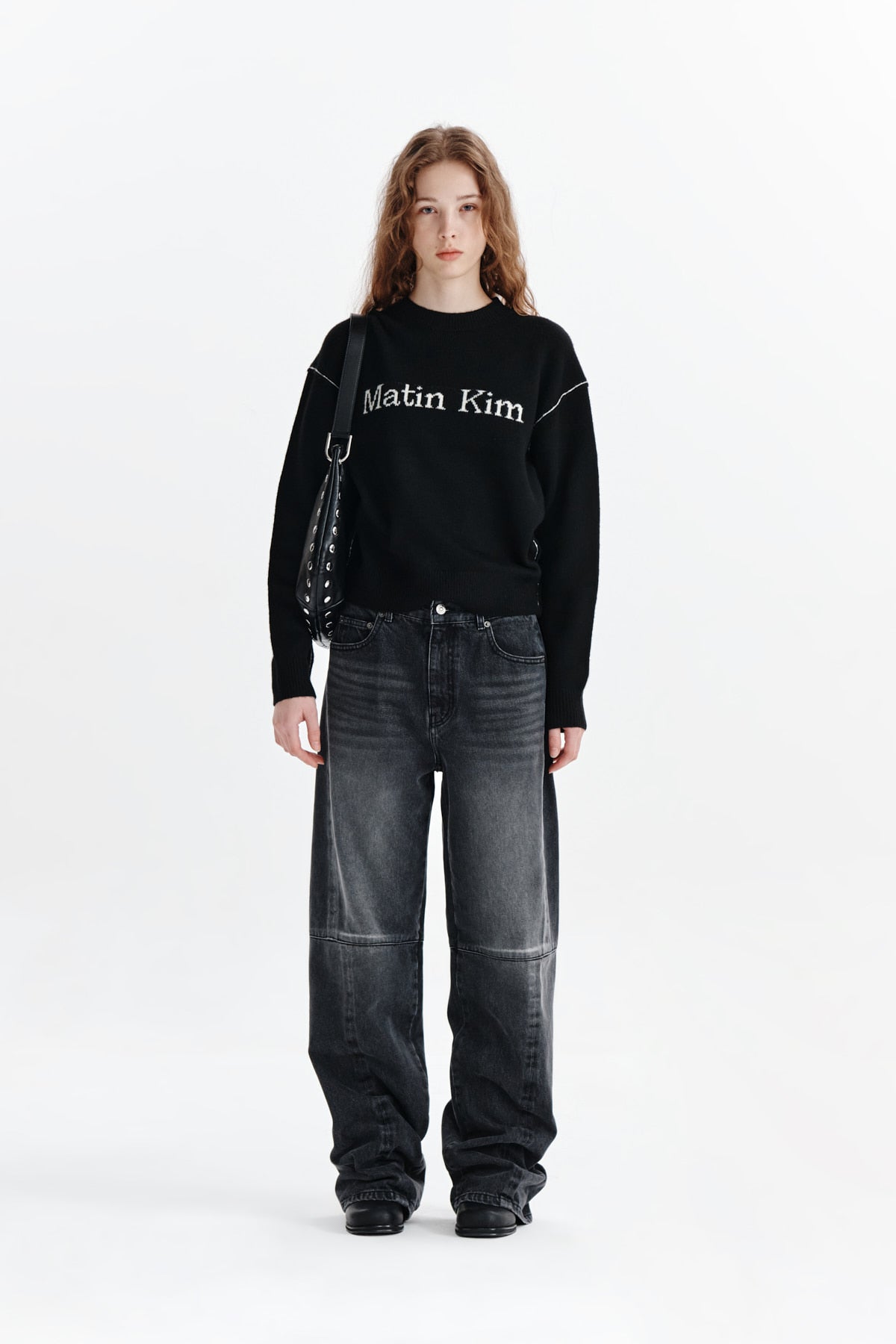 Matinkim Side Washed Denim Pants IN Black