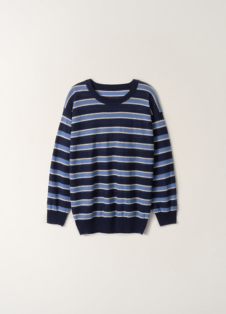 Nothing Written Stripe round pullover (Blue)