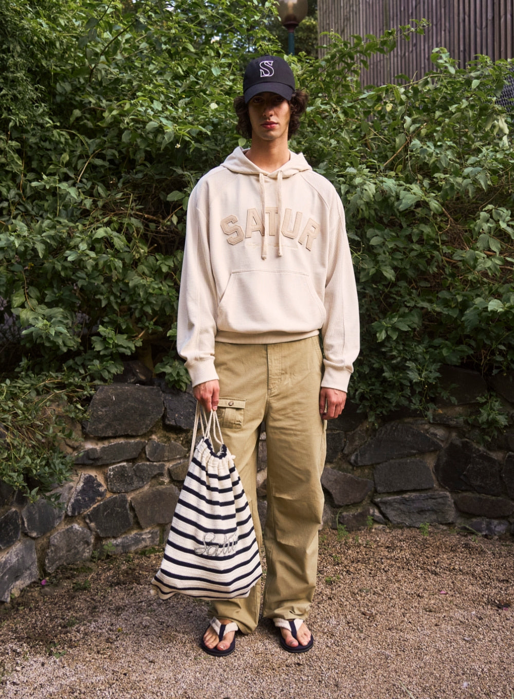 [satur] S Logo Vintage Casual Ball Cap - Black