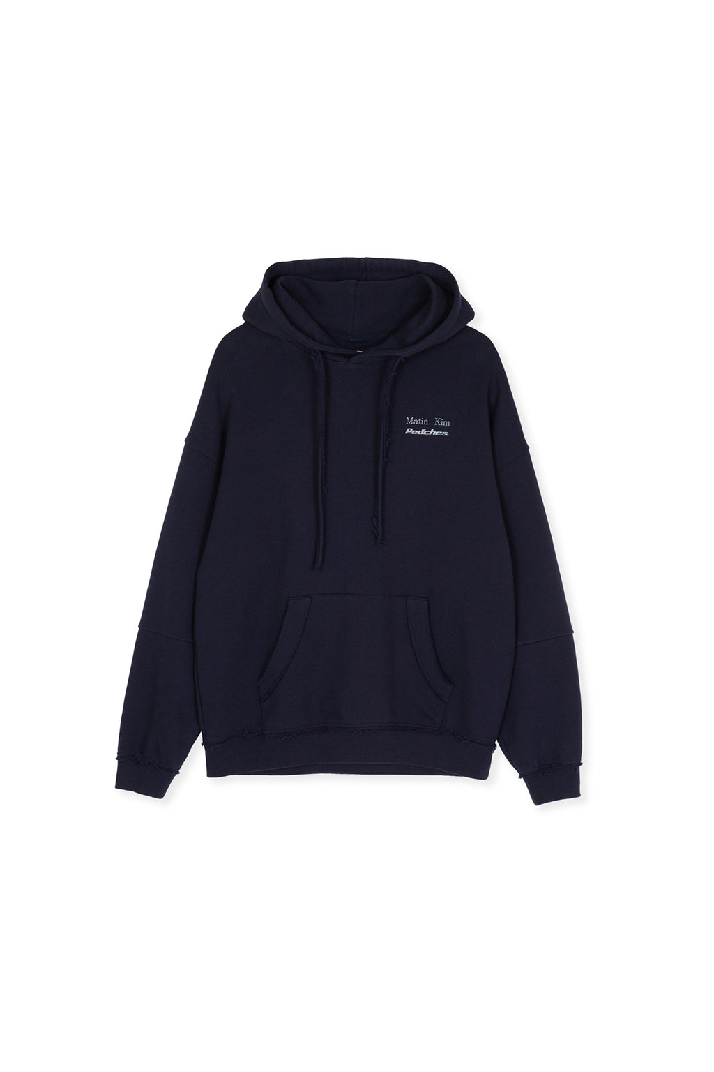[matinkim] PEACHES LOGO GRAPHIC HOODY IN NAVY