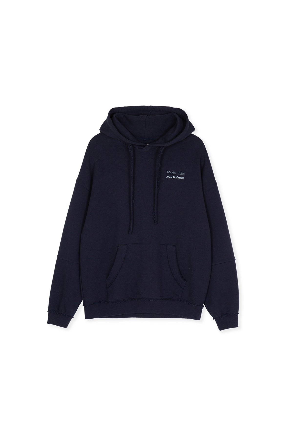 [matinkim] PEACHES LOGO GRAPHIC HOODY IN NAVY