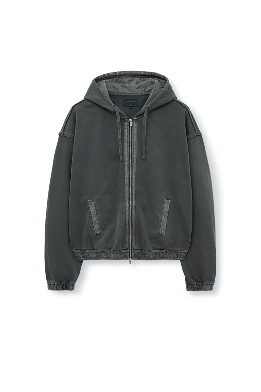 Matinkim Back Logo Pigment Dyed Zip UP Hoody For Men IN Charcoal