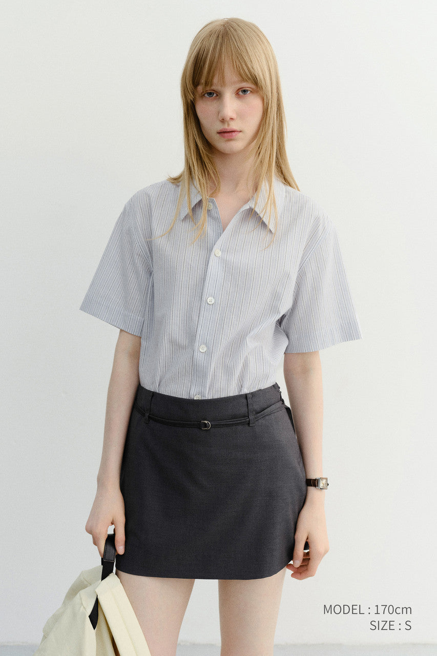 Dunst Belted Mini Skirt Charcoal Grey