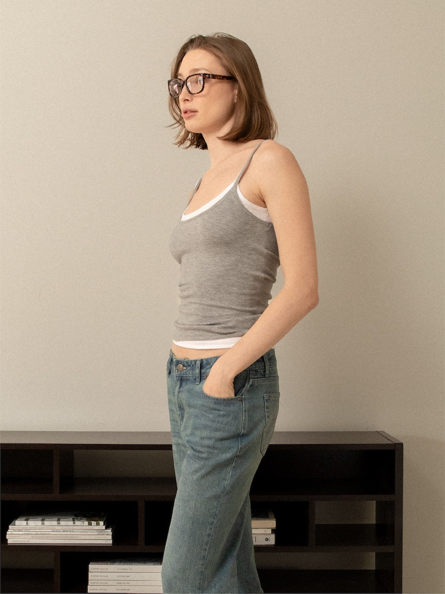 GLOWNY G Classic Knit Camisole (Melange Gray)