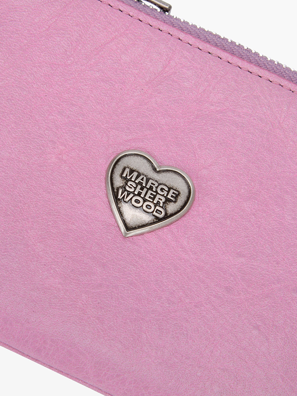 Margesherwood Heart Zipper Wallet Silver Logo pink semi veg