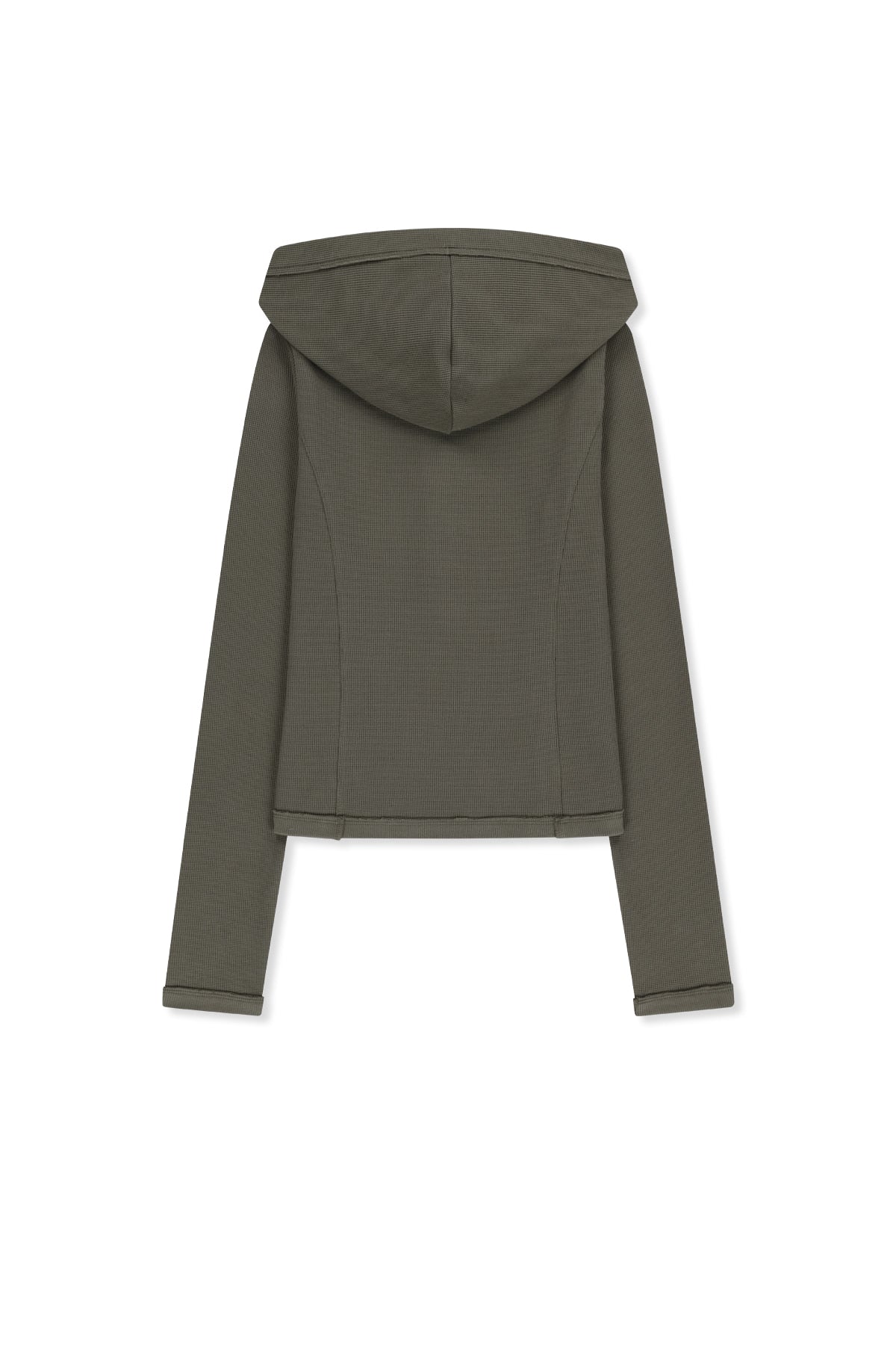 Matinkim Waffle Henley Neck Hood Top IN Khaki