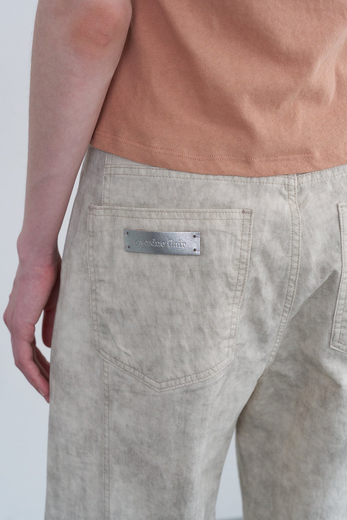 Overdueflair Vintage Curved Two Tone Denim Pants Water Cream