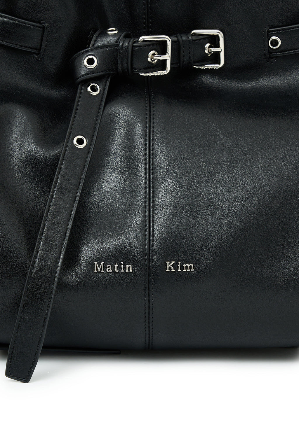 Matinkim Belted Volunn Mid Bucket Bag IN Black