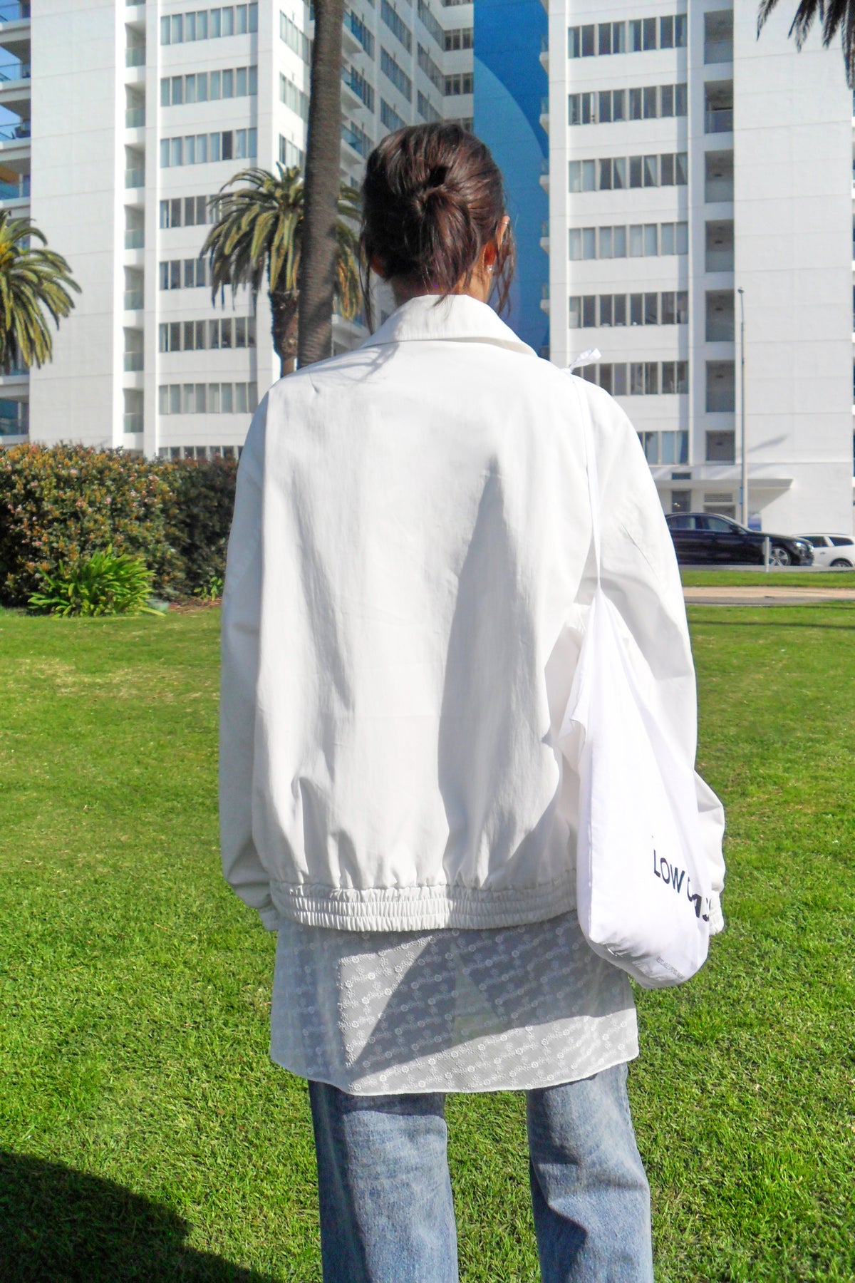 Low Classic Washed Cotton Blouson Jacket White