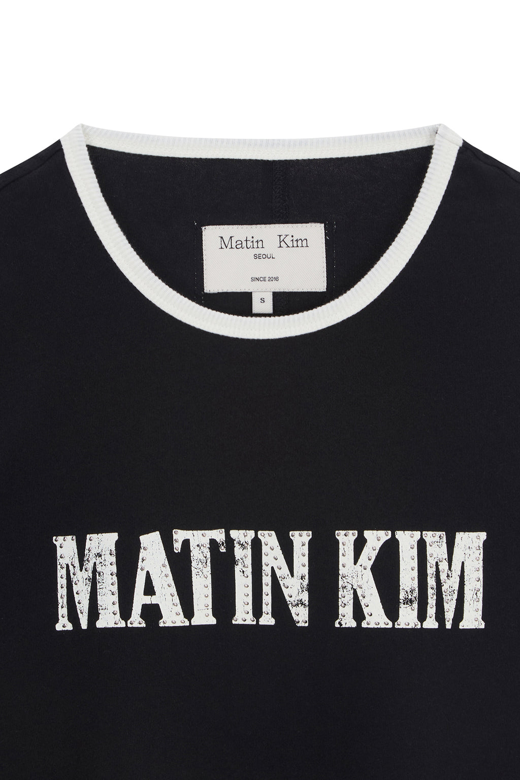 [matinkim] STUD LOGO RINGER TOP IN BLACK