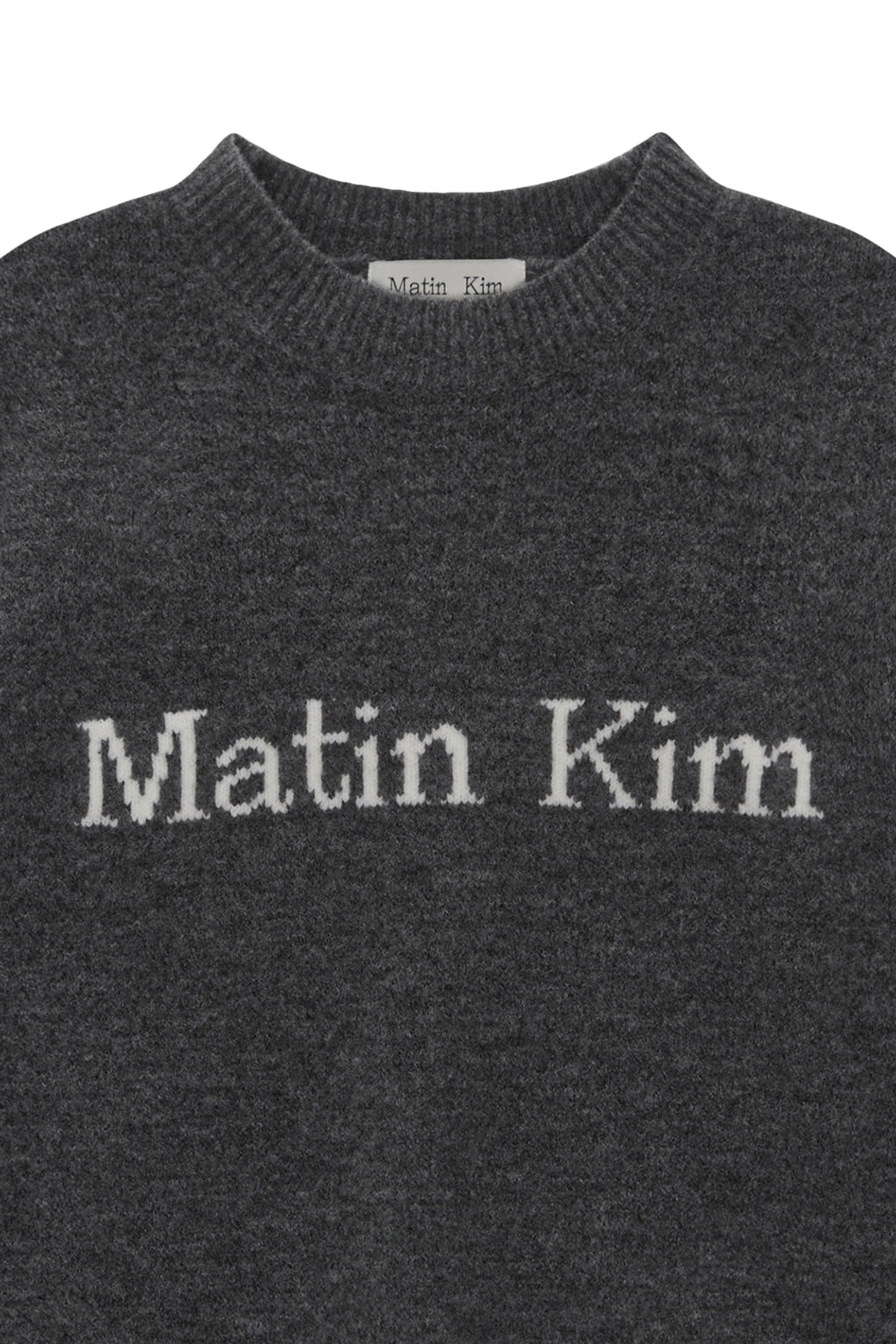 [matinkim] COLOR LINE POINT LOGO KNIT PULLOVER IN GREY