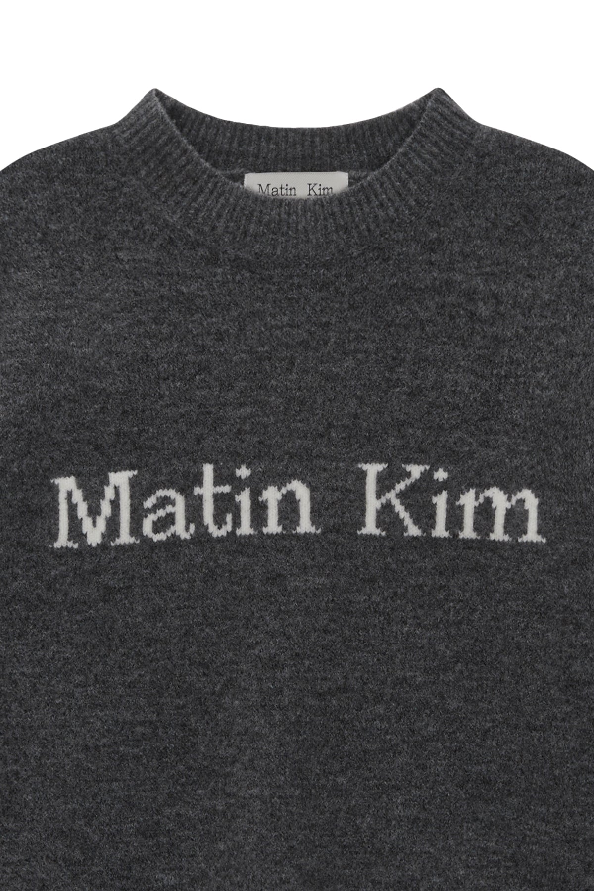 [matinkim] COLOR LINE POINT LOGO KNIT PULLOVER IN GREY