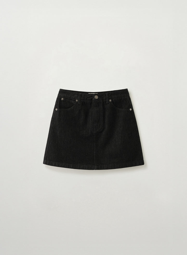 Satur Classic Nonfade Denim Mini Skirt - Black