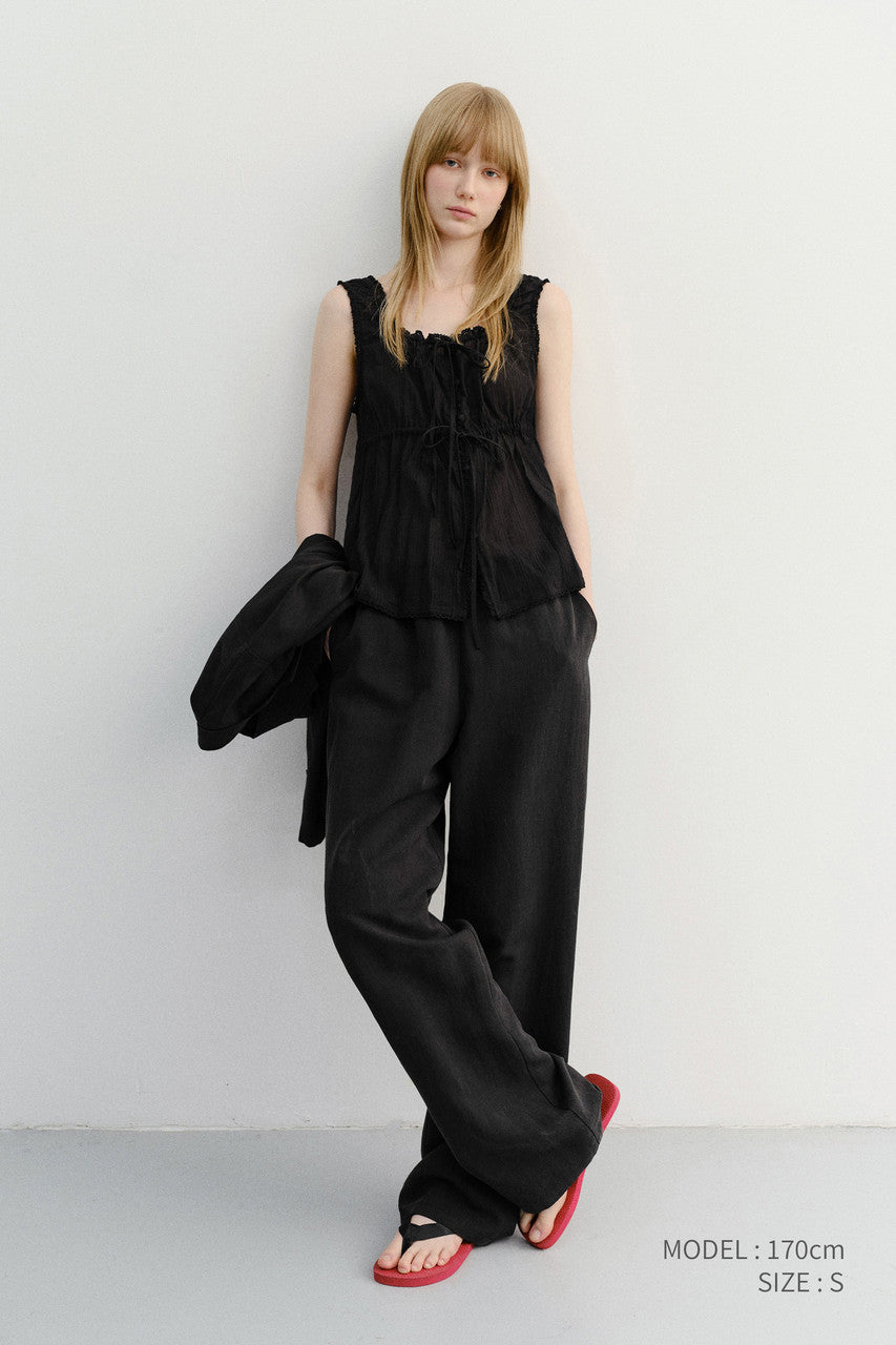 Dunst Shirring Sleeveless Blouse Black