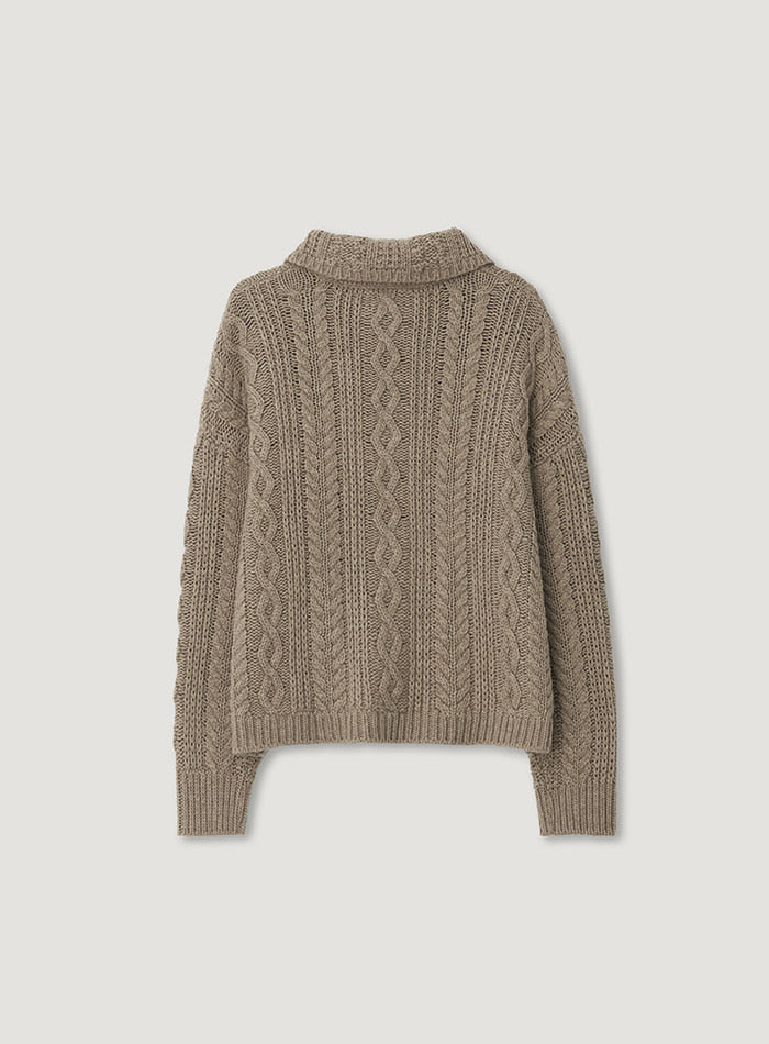 Mango Maniplease Toto Cable Cardigan Brown