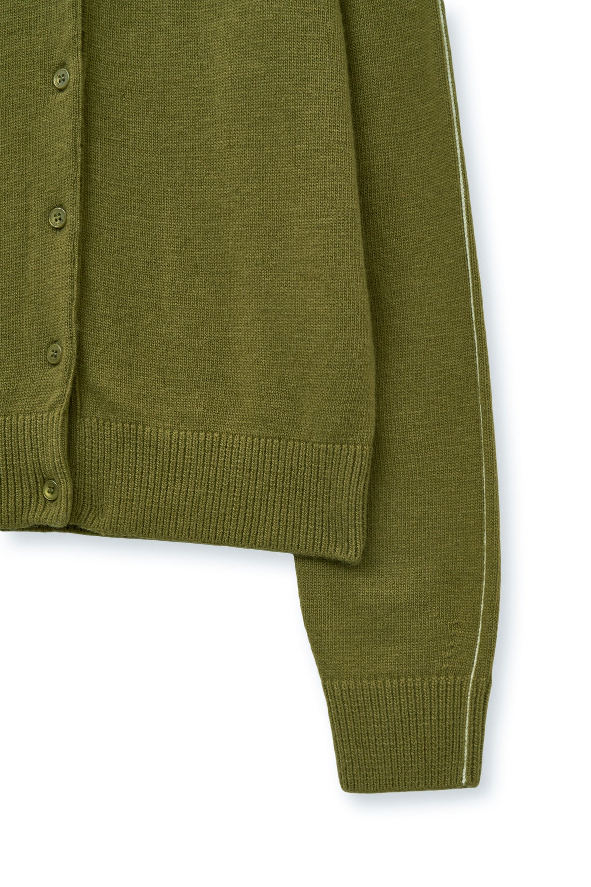 [matinkim] CASHMERE BLENDED ROUND KNIT CARDIGAN IN OLIVE