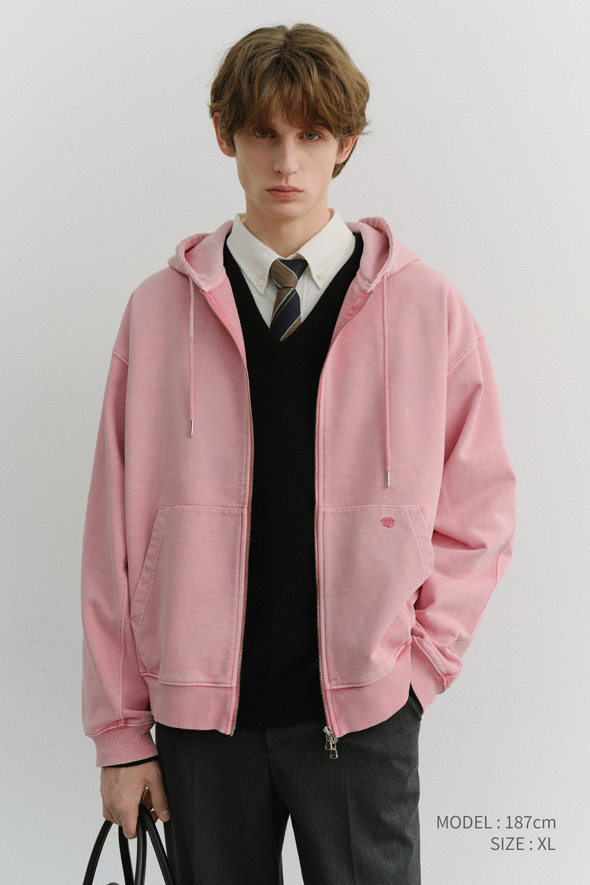 Dunst Unisex Garment Dyed Zip-Up Hoodie Light Pink