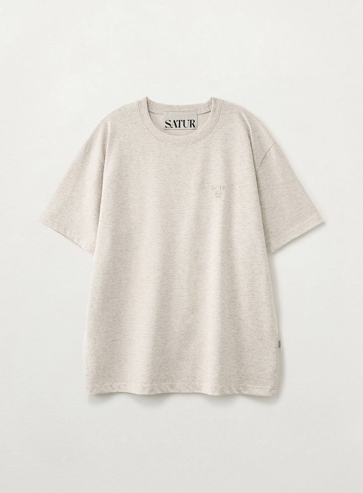 Satur Loren Classic Logo T-Shirt - Oatmeal