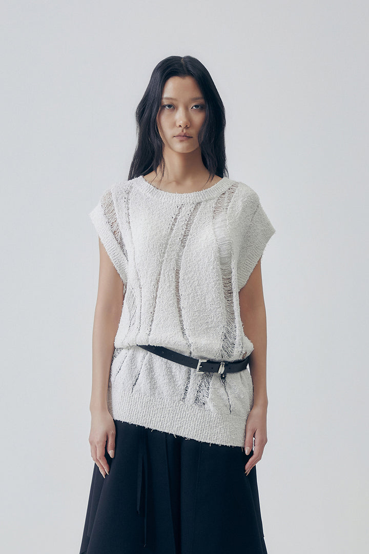 Treemingbird Textured Knit Vest Ivory