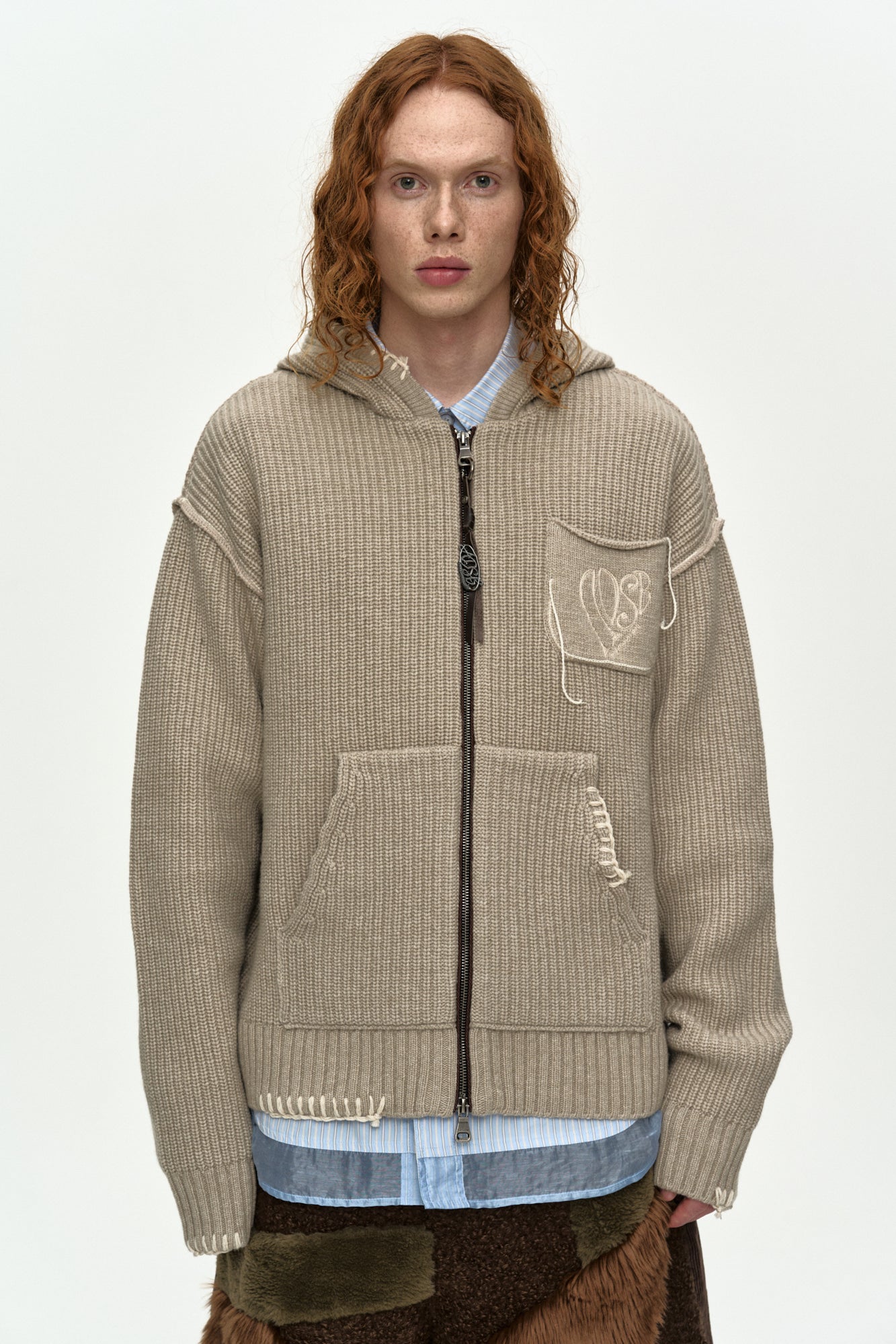 Andersson Bell Unisex Heart Logo Hood Zip-UP Sweater