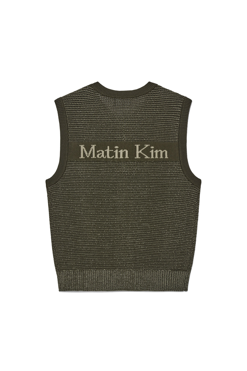 [matinkim] TWO TONE MESH KNIT VEST FOR MEN IN KHAKI