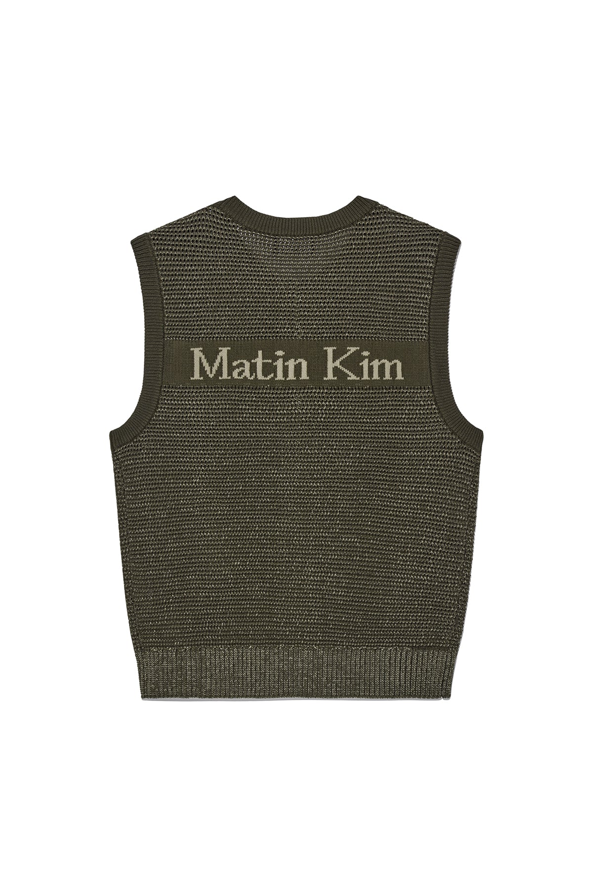 [matinkim] TWO TONE MESH KNIT VEST FOR MEN IN KHAKI