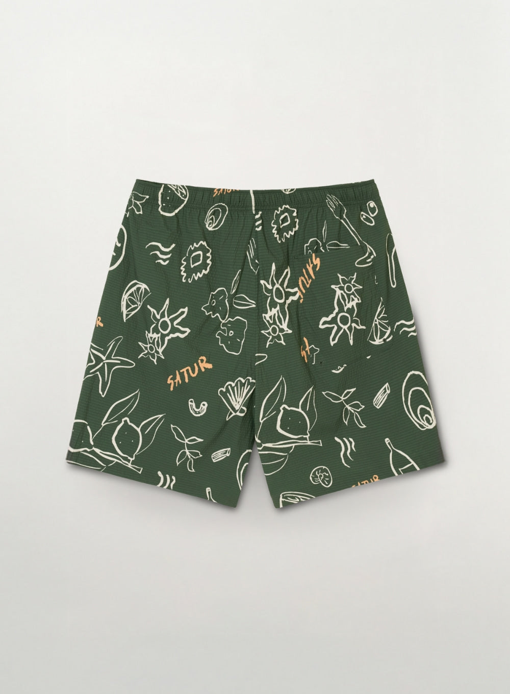 Satur Hand Drawing Graphic Swim Shorts - Green