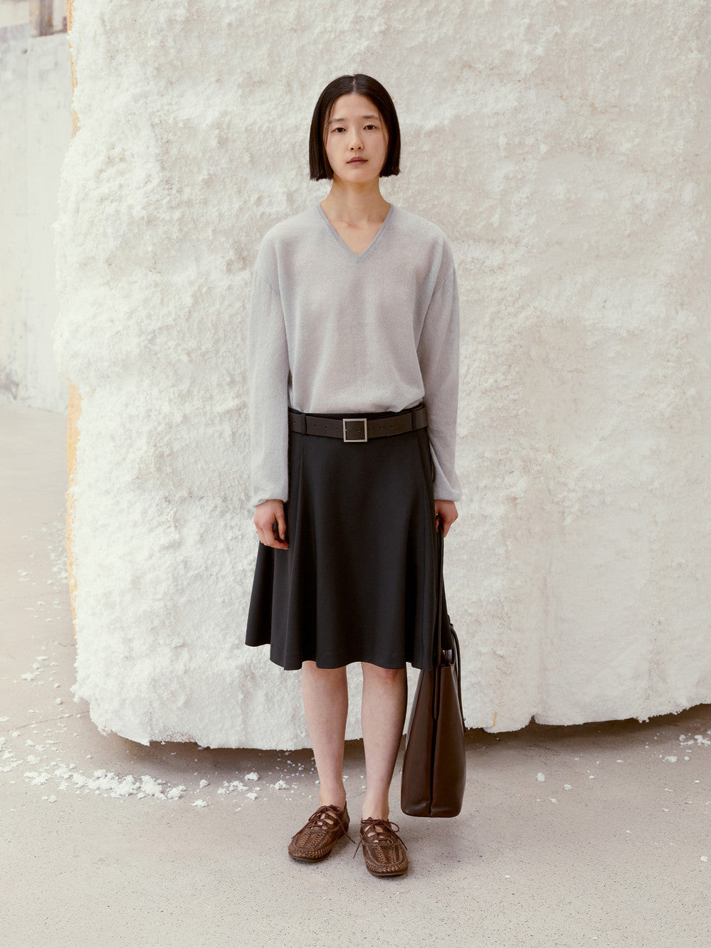 Low Classic Flared Midi Skirt Navy