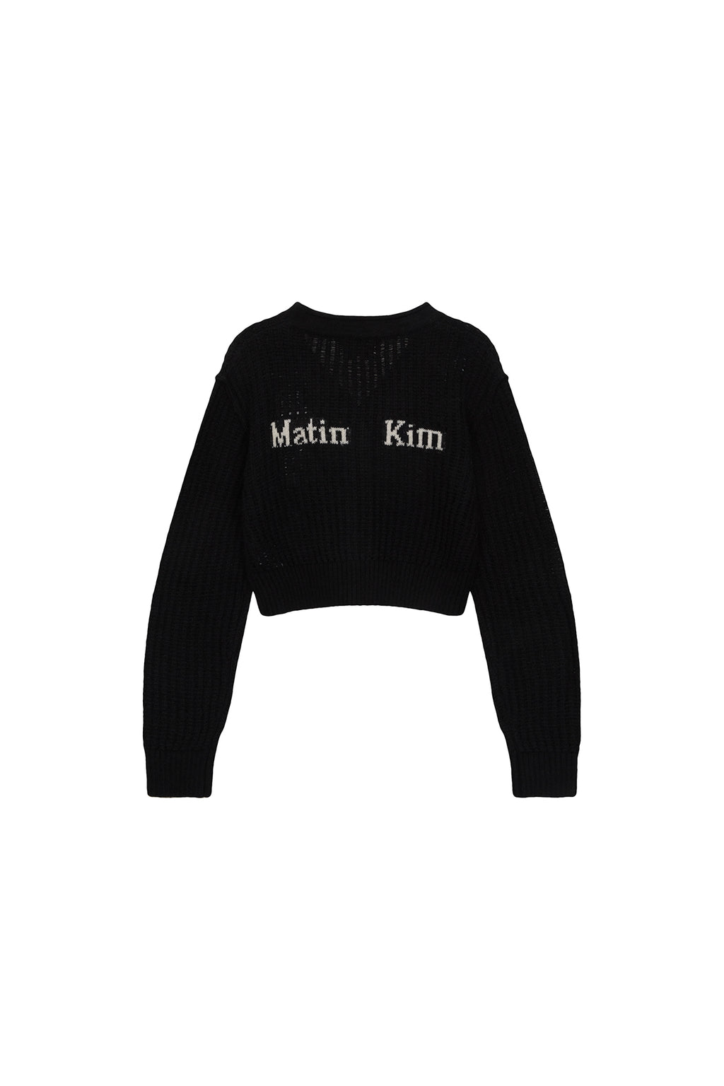 [matinkim] HAIRY CROCHET CROP CARDIGAN FOR WOMEN IN BLACK