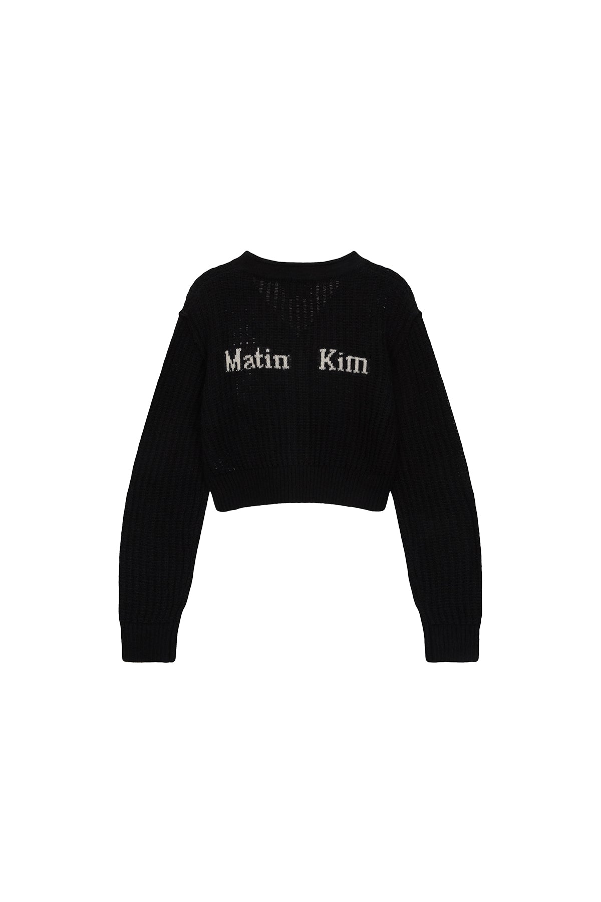 [matinkim] HAIRY CROCHET CROP CARDIGAN FOR WOMEN IN BLACK
