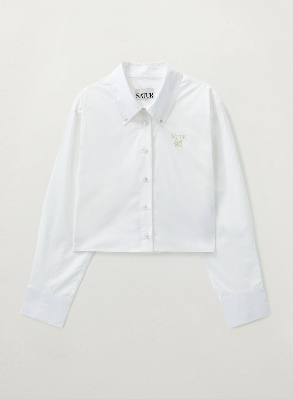 [satur] (W) Barrie Classic Solid Crop shirt - White