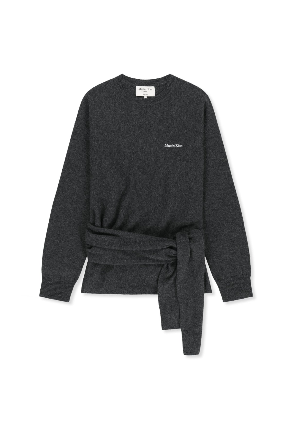 Matinkim Wrap Tie Knit Pullover IN Charcoal