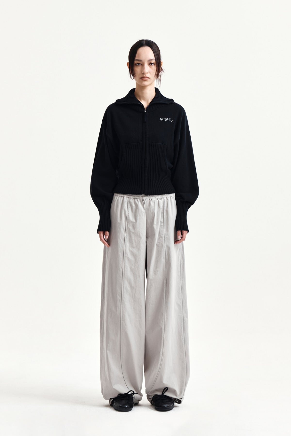 [matinkim] MULTI PANEL WIDE PANTS IN LIGHT GREY