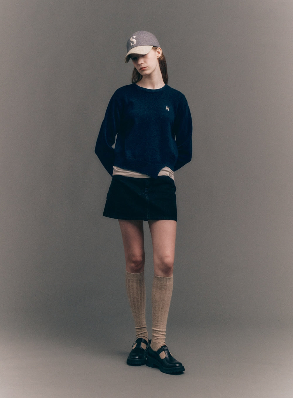 [satur] Wool Faux Suede Casual Ball Cap - Beige