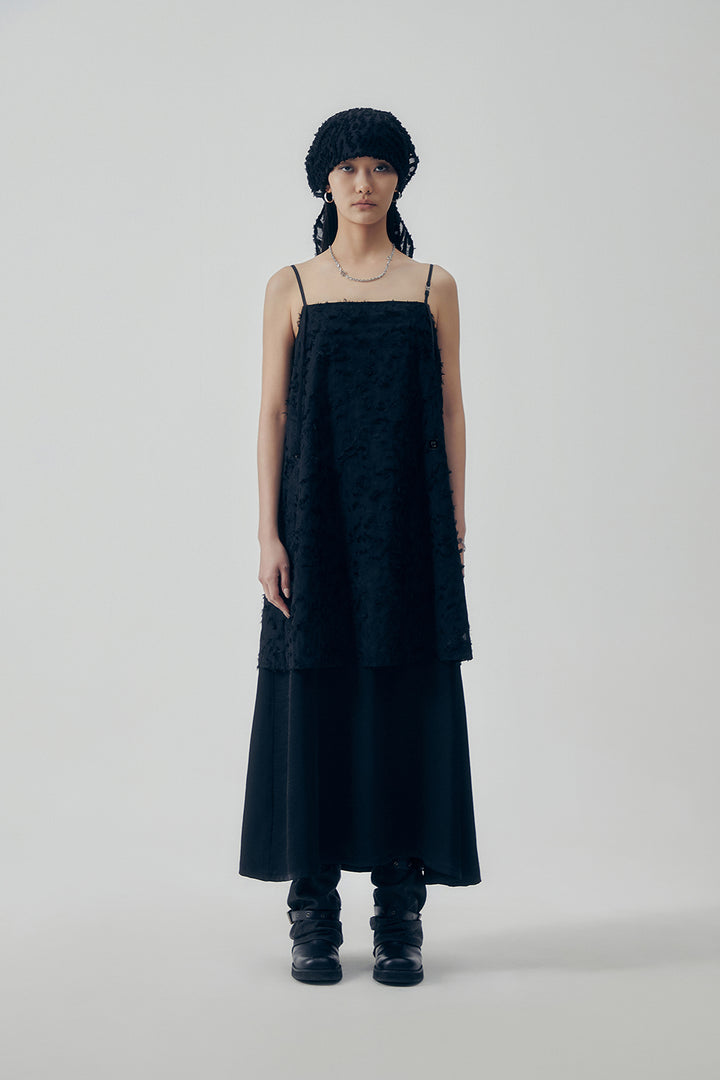 Treemingbird Tiered Sleeveless Long One-Piece Black