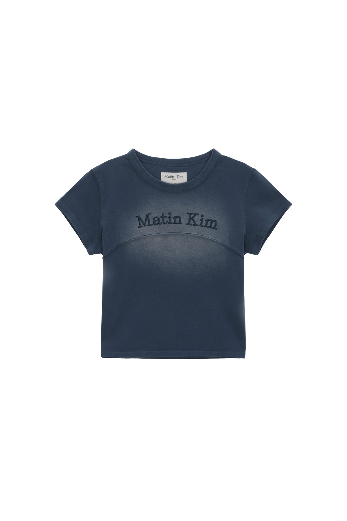 Matinkim Pigment Cut Out Logo Crop Top IN Smoke Blue