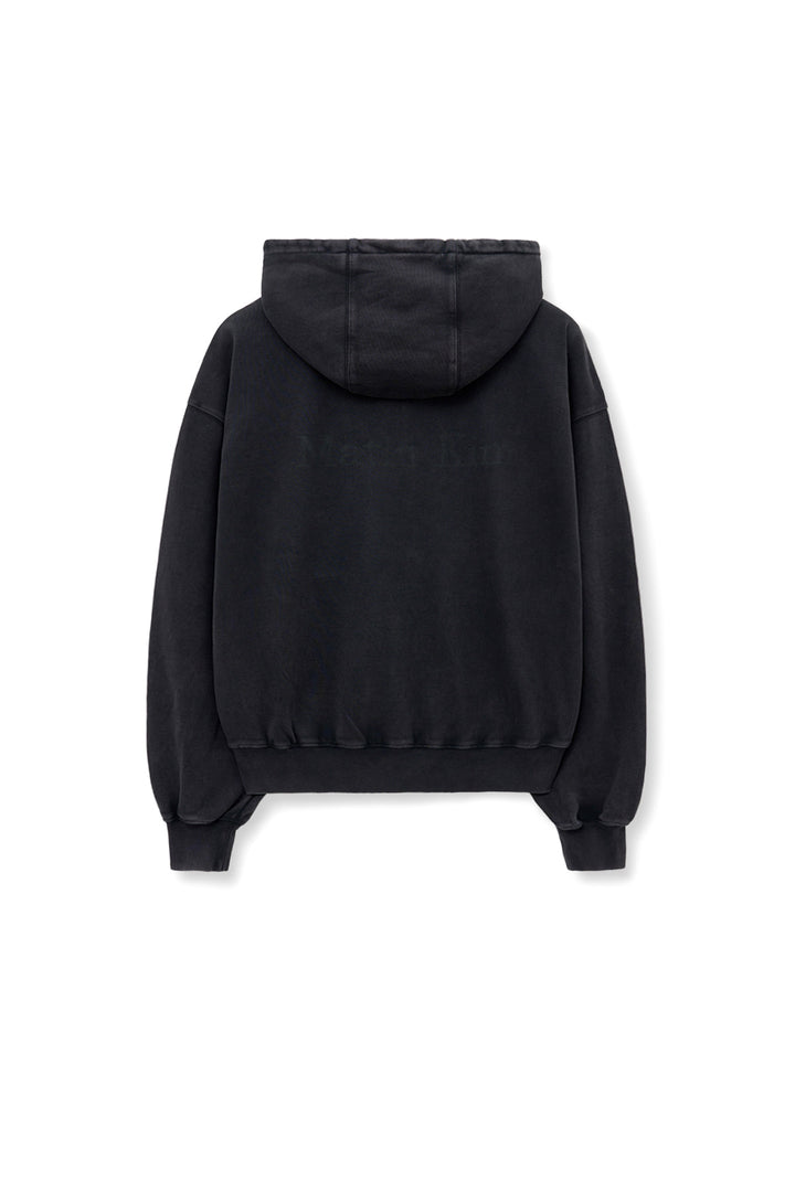 Matinkim Zipper Point Washed Hoody For Men IN Charcoal