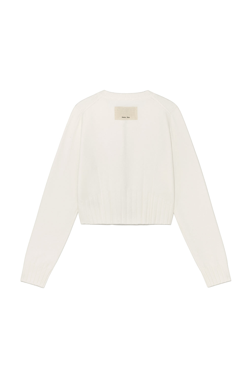 [matinkim] ROUND NECK ZIP UP CROP CARDIGAN IN IVORY