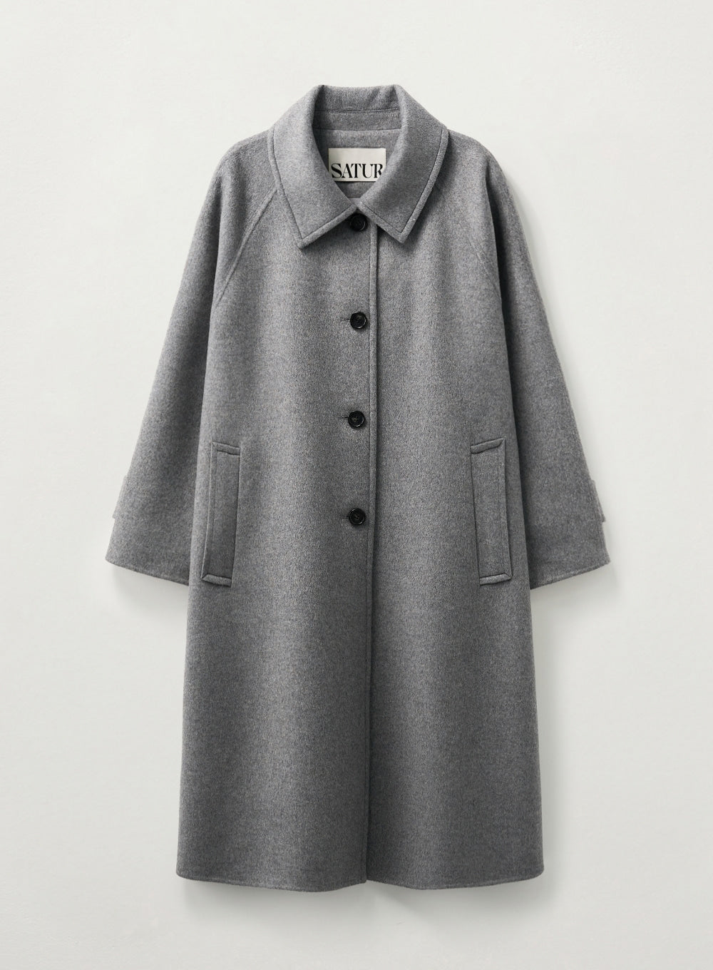 [satur] (W) A-Line Wool Blend Single Coat - Gray