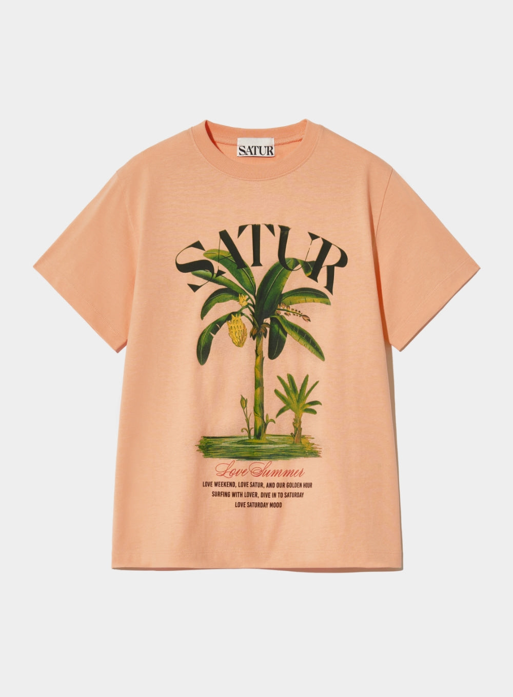 [satur] (W) Banana Tree Graphic T-Shirt - Peach Coral