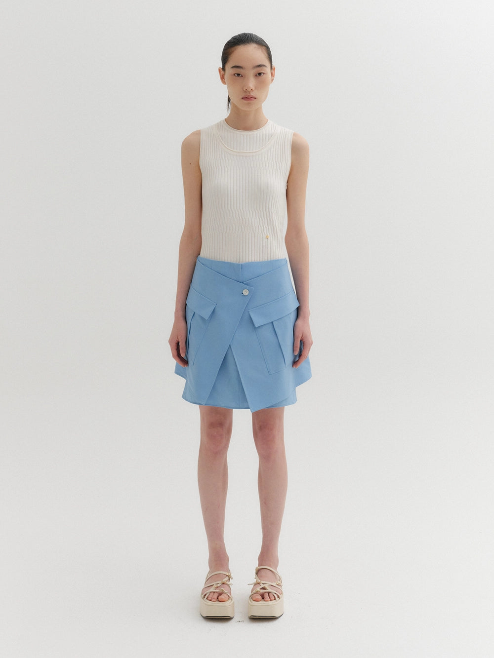 EENK Asymmetrical Pocket Skirt - Light Blue