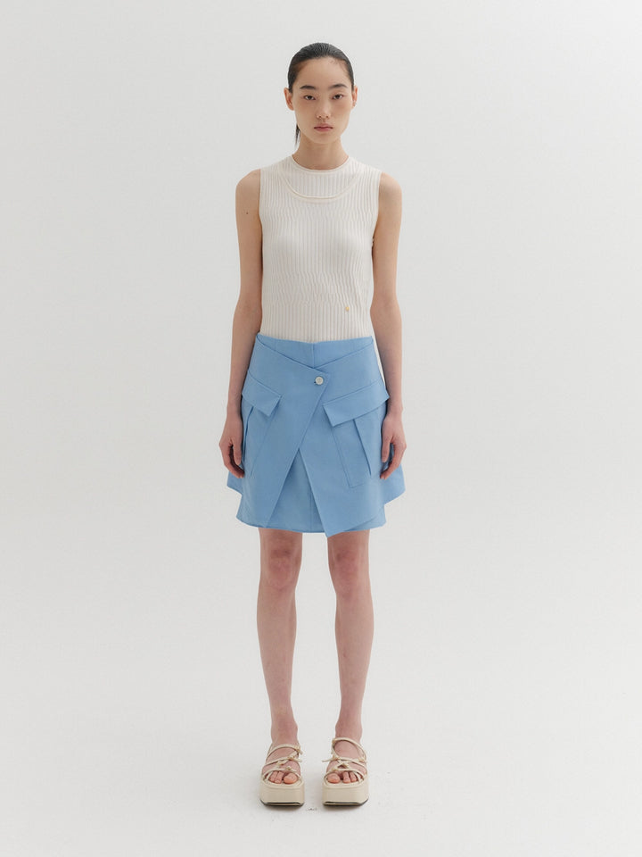 EENK Asymmetrical Pocket Skirt - Light Blue