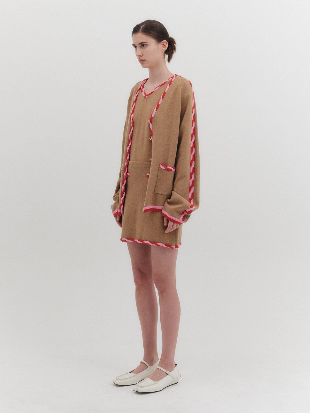 EENK Twist Edge Knitwear Cardigan - Beige