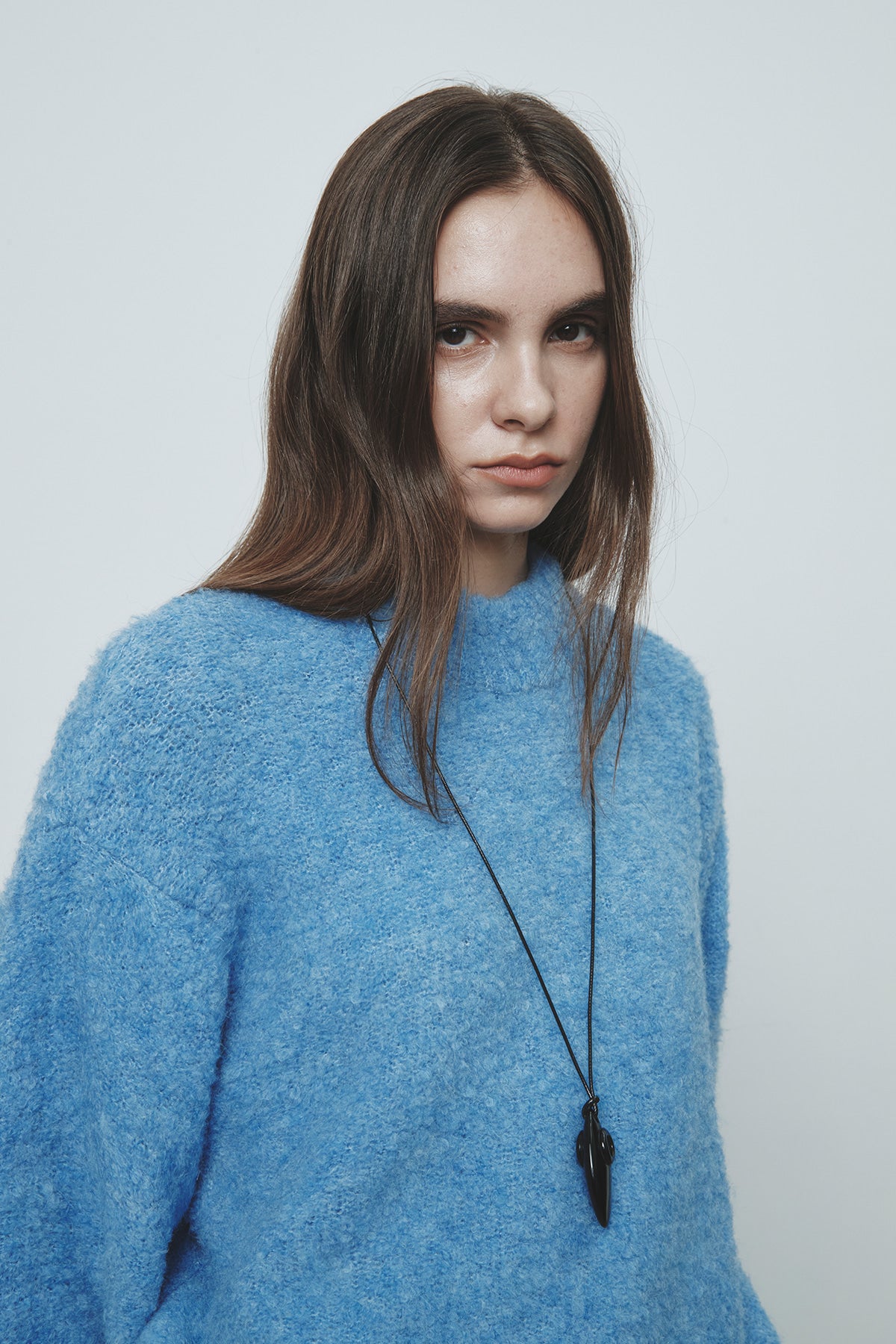 Matinkim Volume Neck Boucle Pullover IN Blue