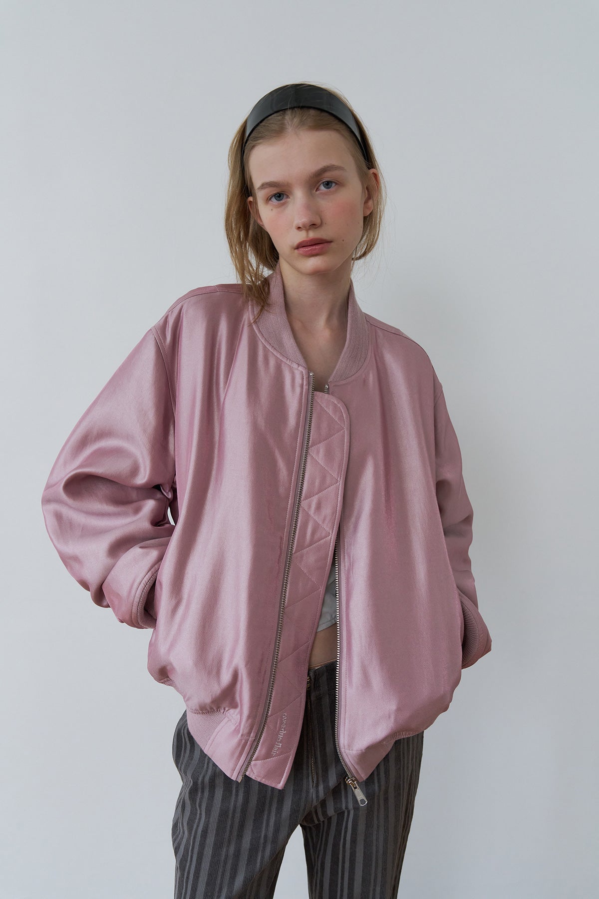 Overdueflair Shimmering Glossy Bomber Indi Pink