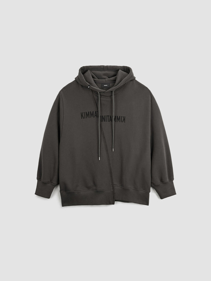 Matinkim Blurred Logo Raw Cut Oversize Hoody IN Charcoal