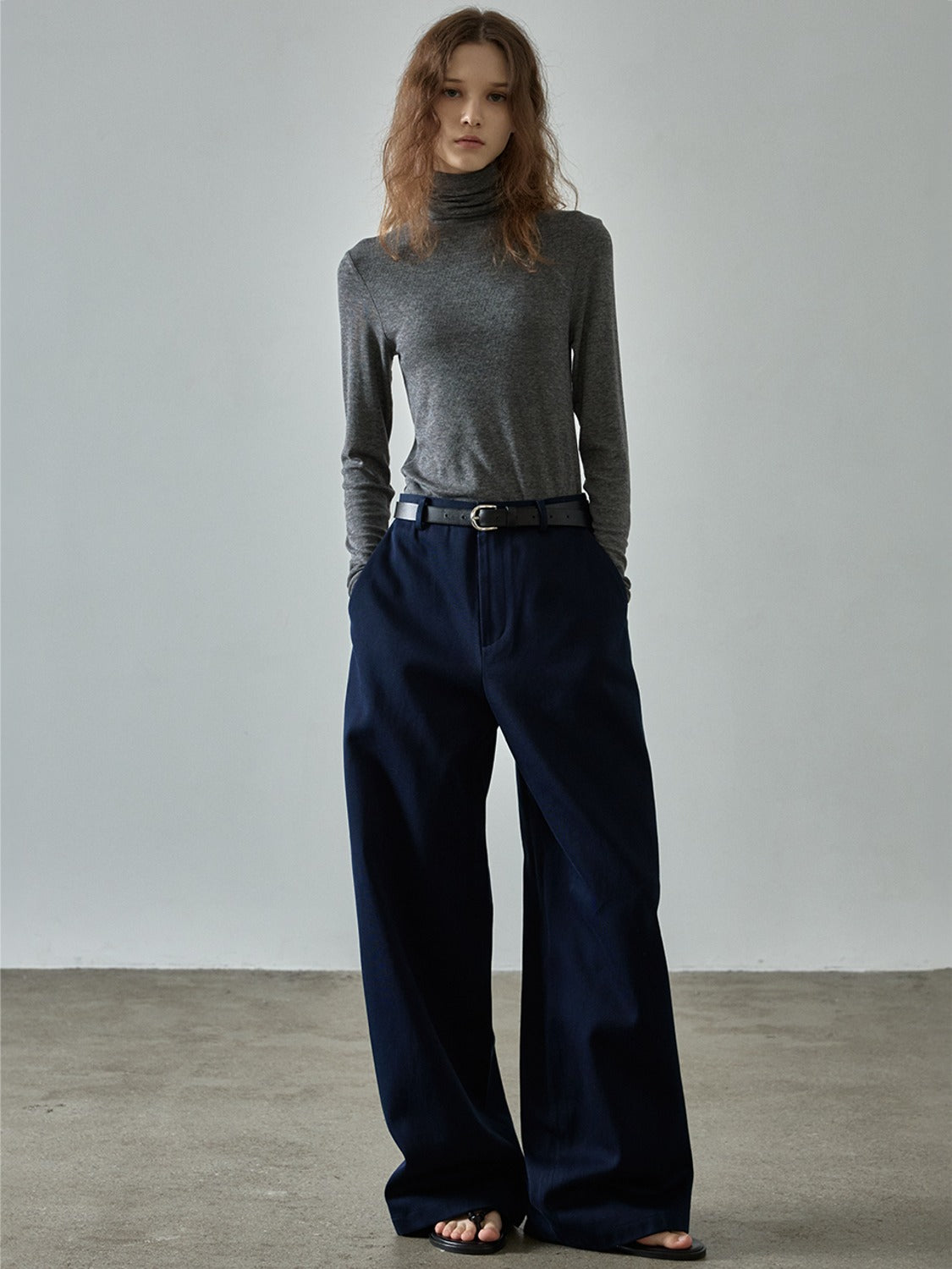 Facade Pattern Relaxed Cotton Pants navy