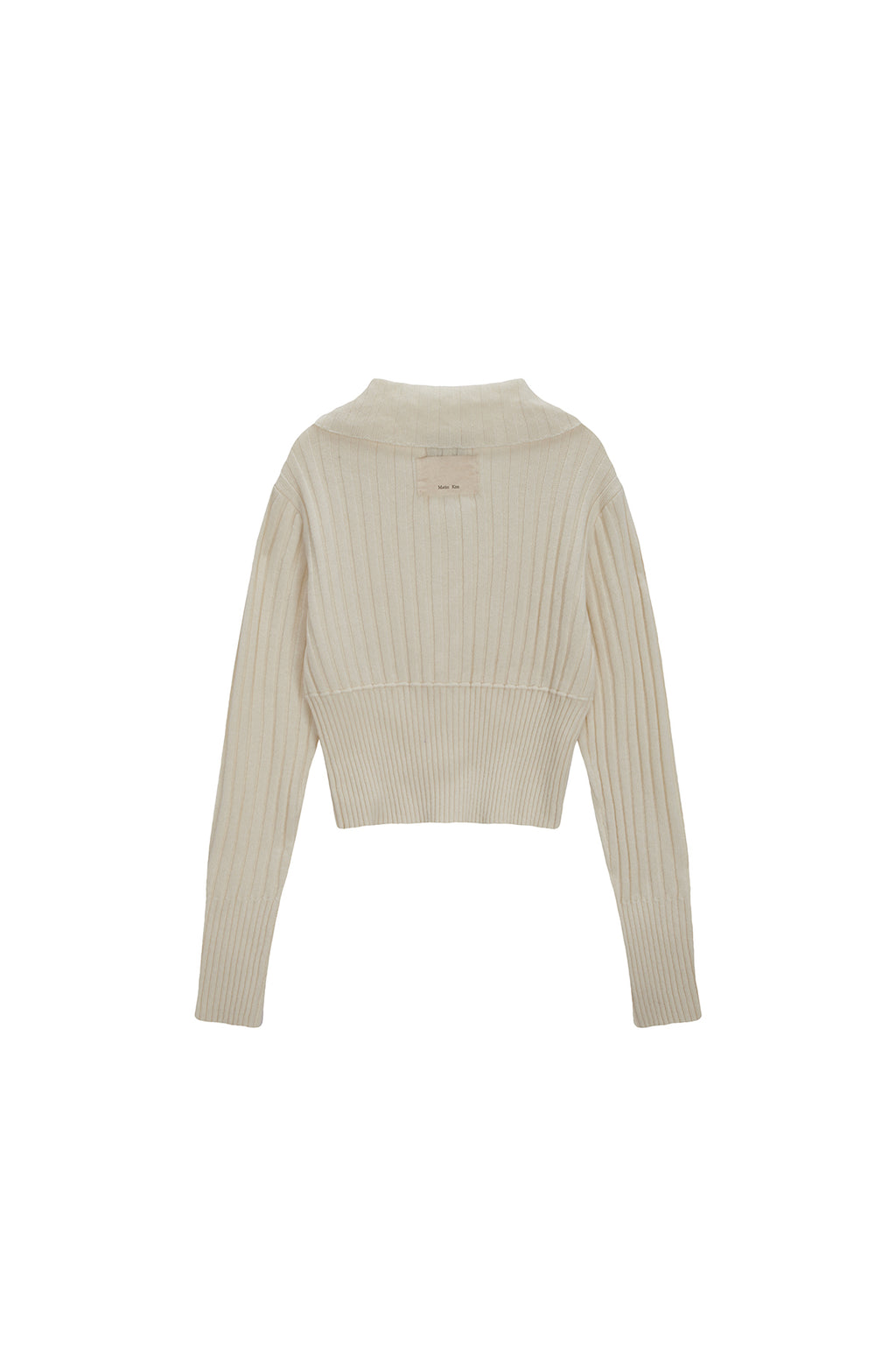 [matinkim] SEMI CROP KNIT BUTTON CARDIGAN IN IVORY