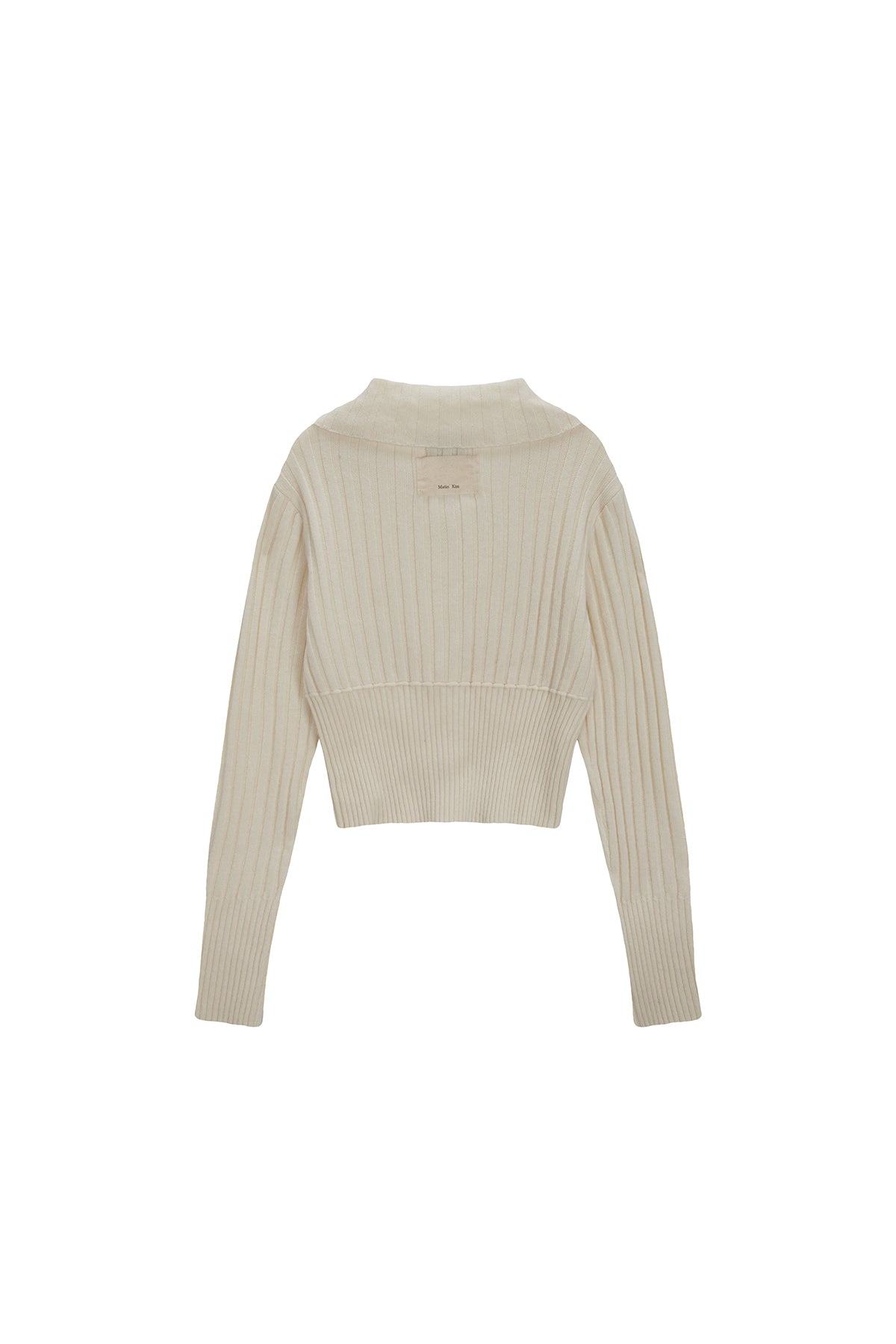 [matinkim] SEMI CROP KNIT BUTTON CARDIGAN IN IVORY
